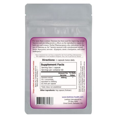 Lewtress Damiana Aphrodisiaca 5000mg Capsules - Image 2