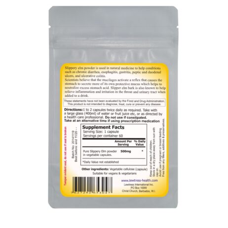 Lewtress Slippery Elm Capsules 500mg - Image 2